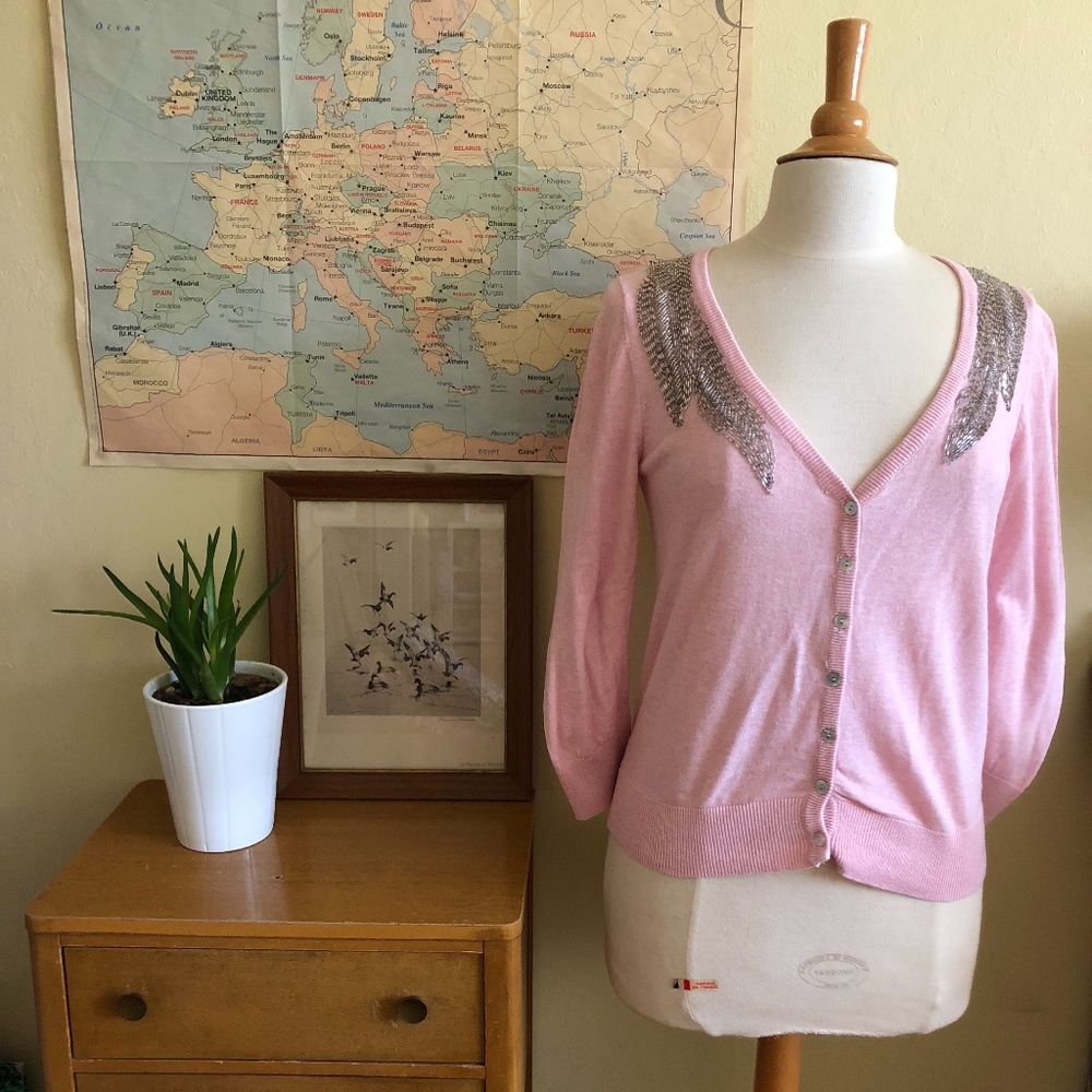 F21 Rosy Deco Sequined Cardi